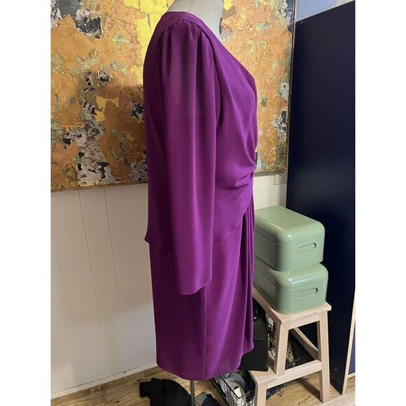 Vintage Ursula of Switzerland Womens Size 16 Raspberry Fancy Dress Twist Front - Picture 3 of 9